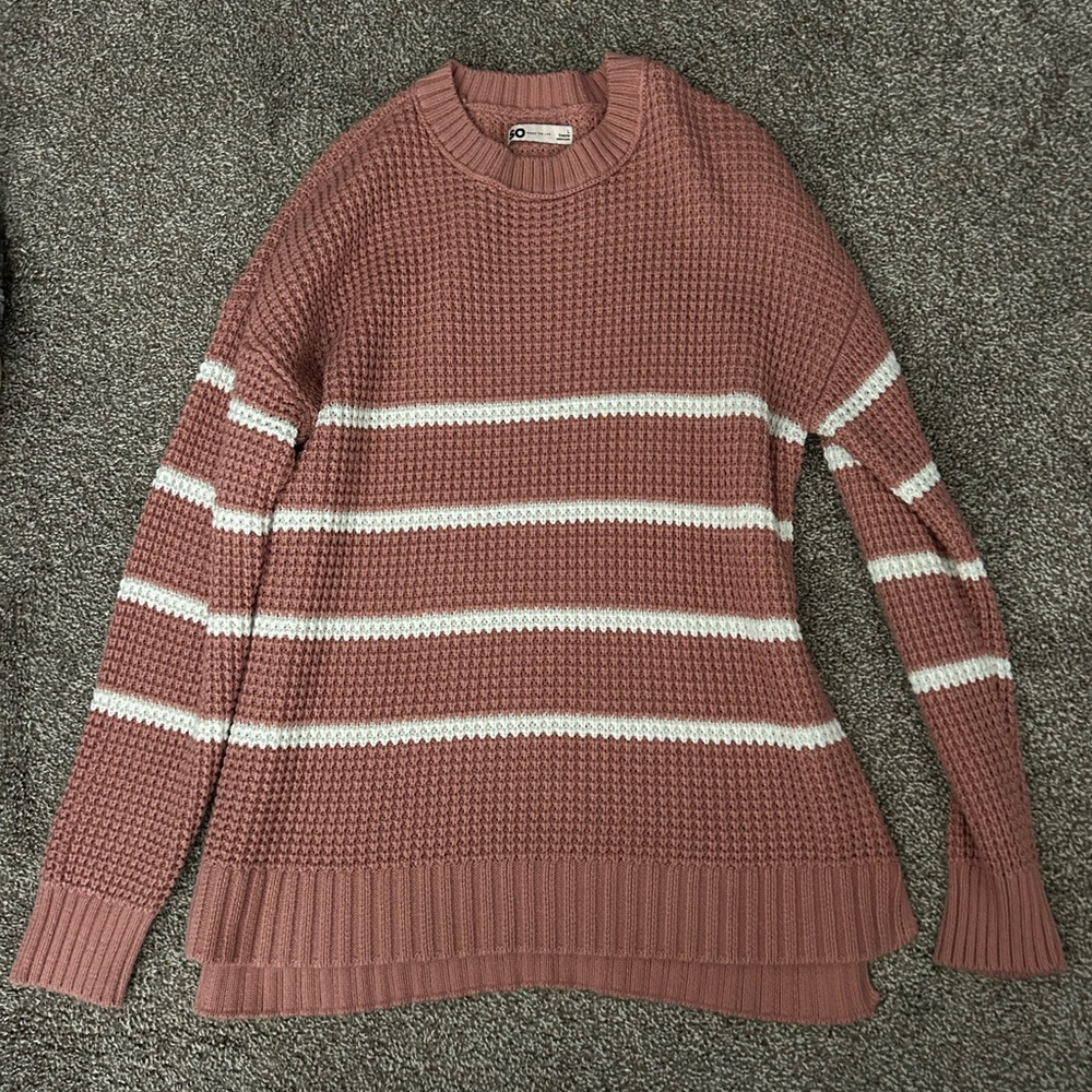 SO Women's Mauve and Cream Striped Sweater